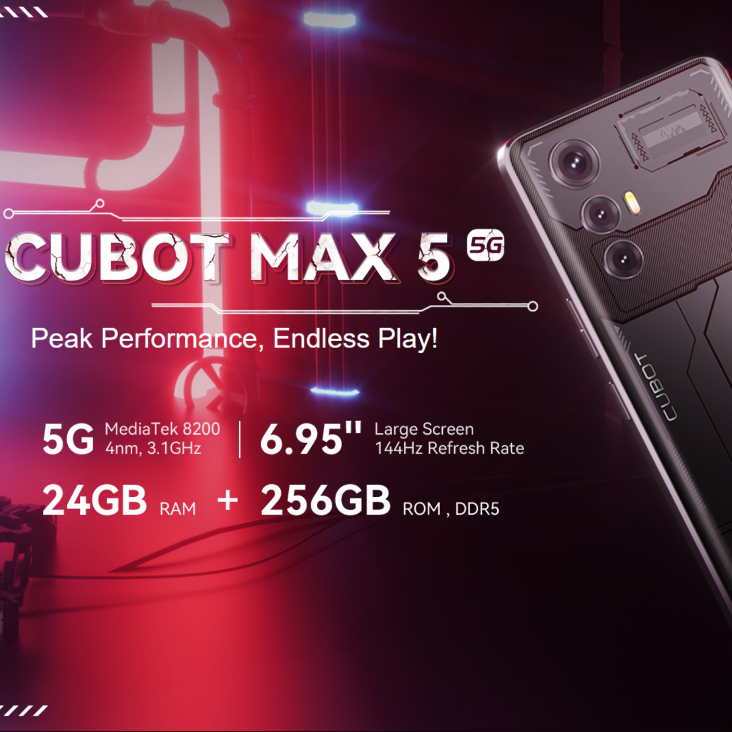 Telefono movil libre Cubot MAX 5 5G 12+256GB Tech Black (Negro)