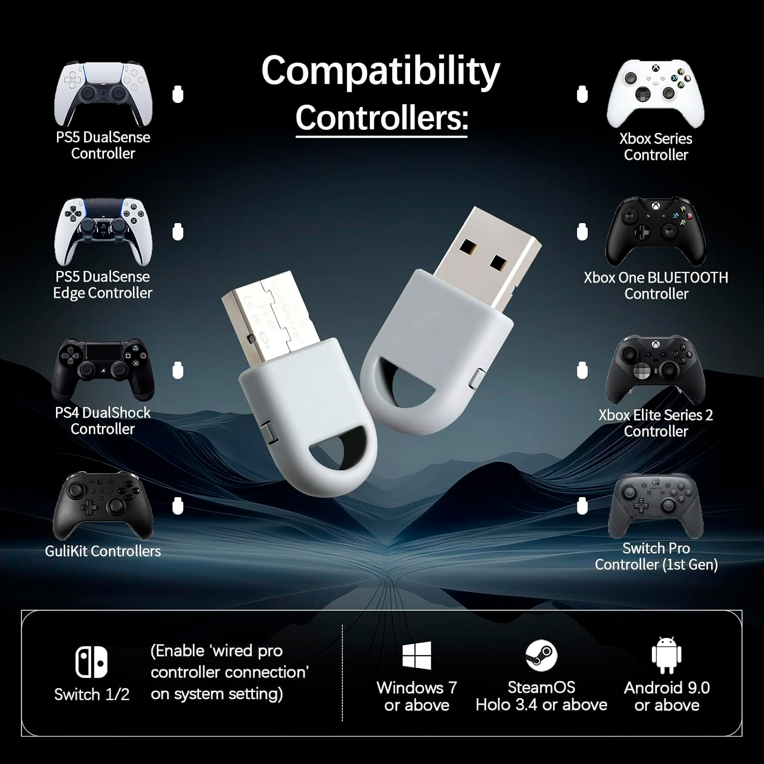 GuliKit Hyperlink 2 - Adaptador Inalámbrico para Mandos - PC05