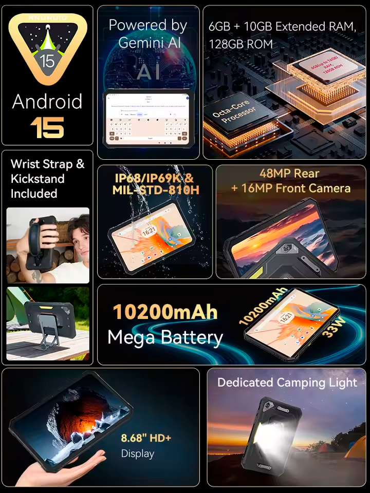 Tablet Cubot TAB KingKong Mini 4G 6+128GB Negra