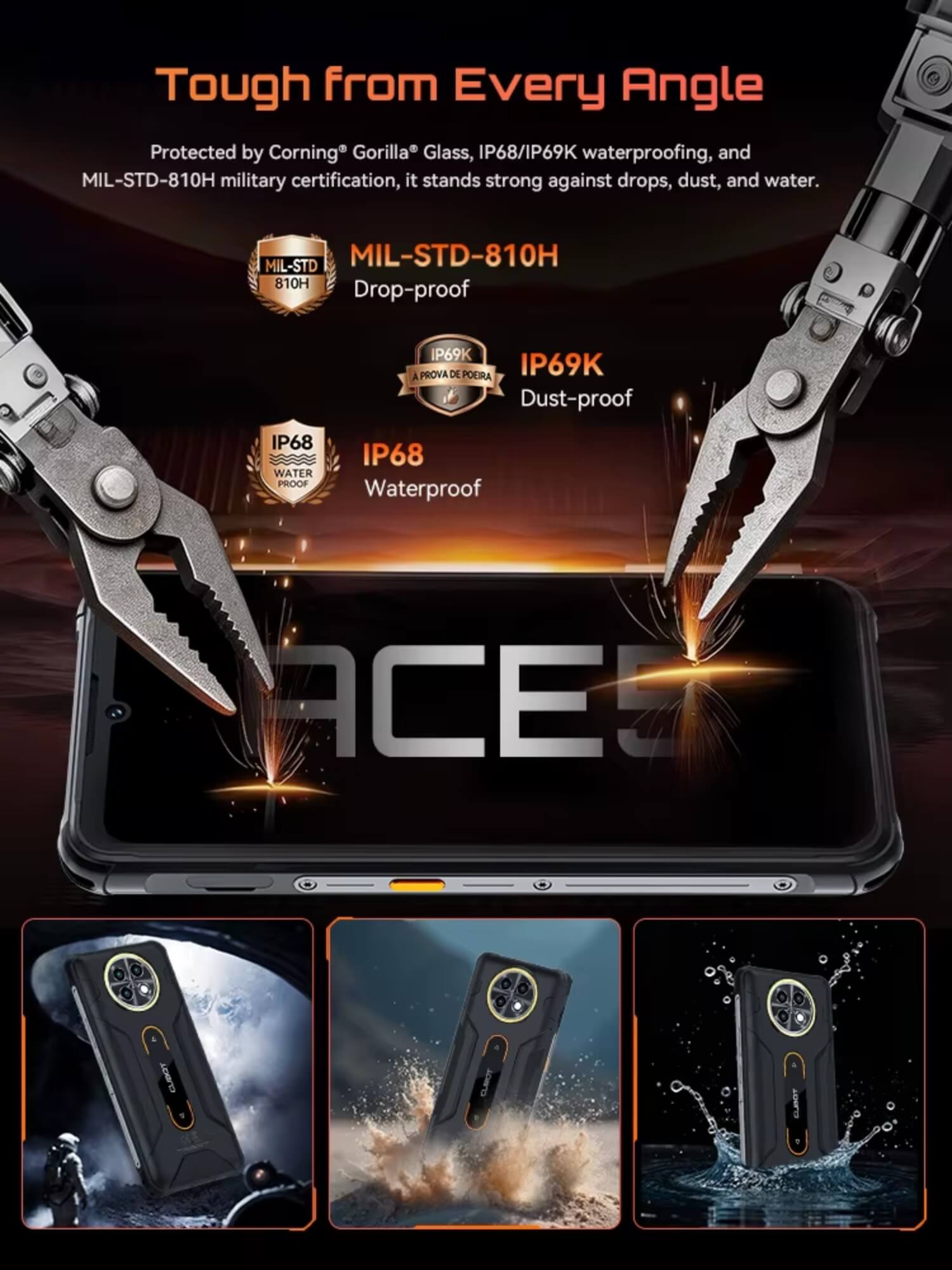 Teléfono Móvil Libre Cubot KingKong ACE 5 8+256GB Black (Negro)