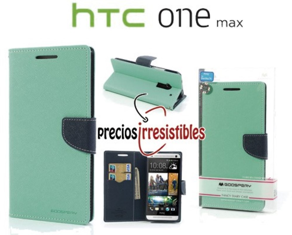 Funda HTC One Max T6 Piel Tapa Libro Goospery Verde