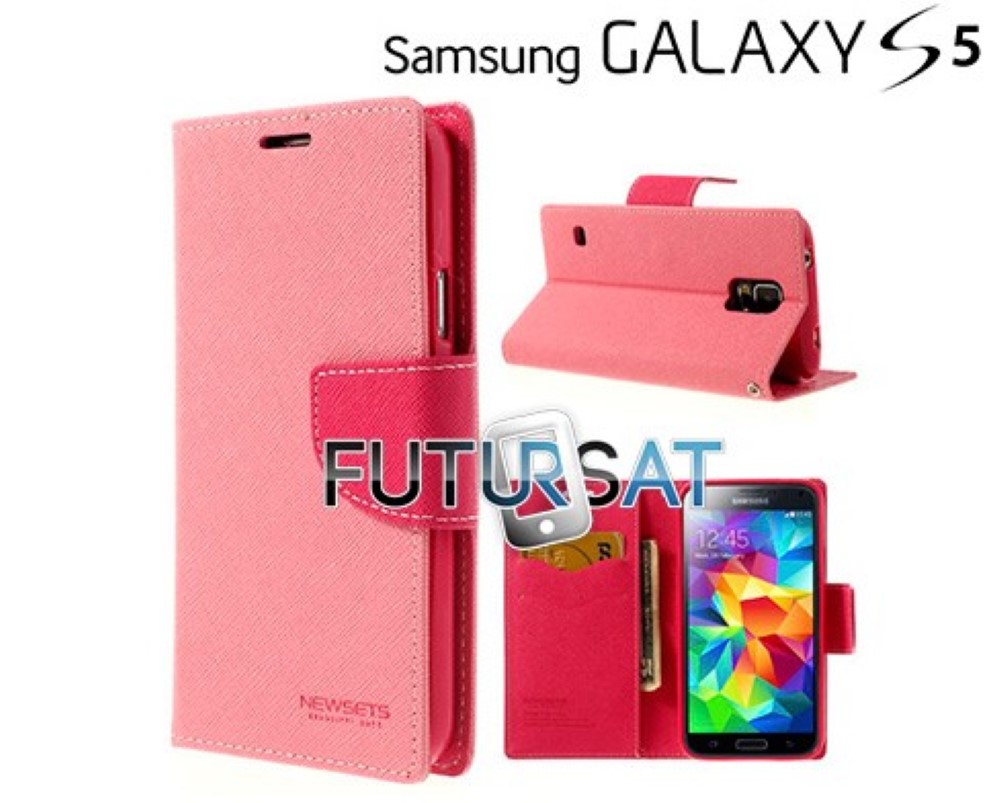 Funda Samsung Galaxy S5 I9600 G900 Mercury Goospery Tapa Libro Rosa Claro