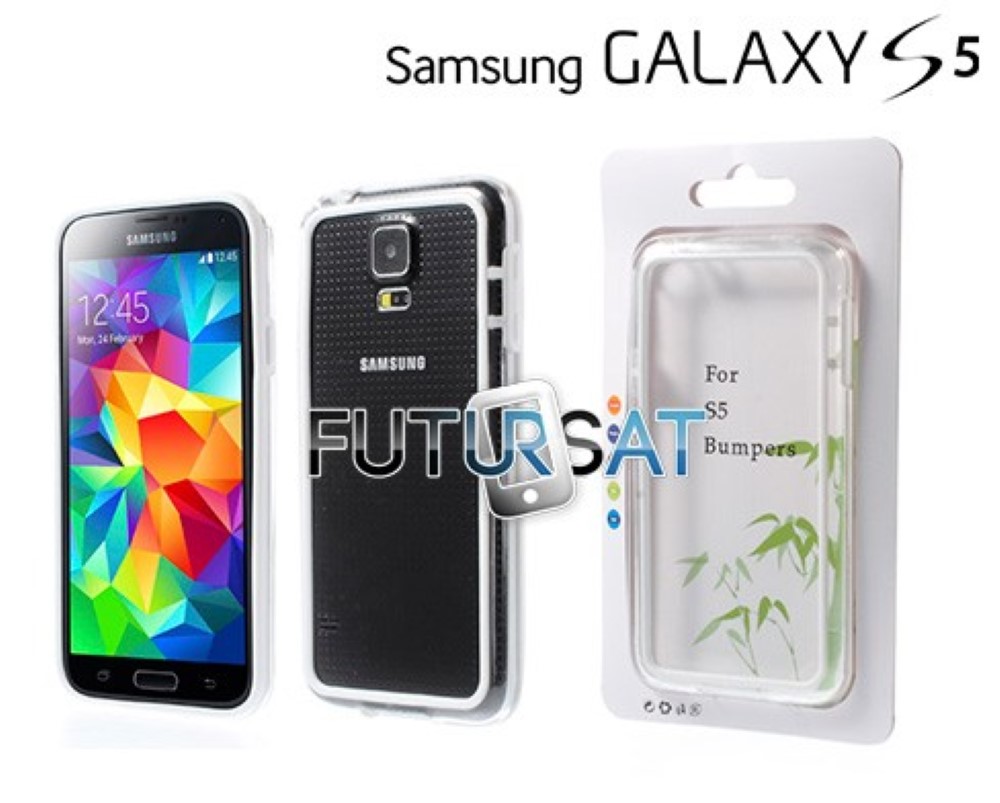 Funda Samsung Galaxy S5 I9600 G900 Bumper Blanco Clear