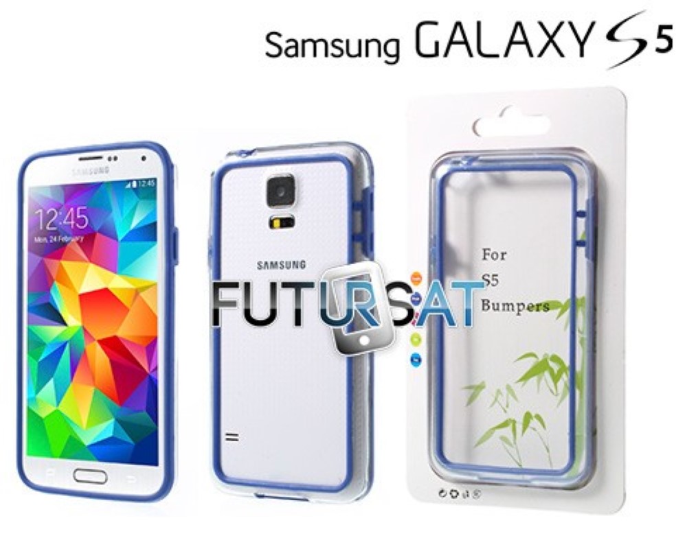 Funda Samsung Galaxy S5 I9600 G900 Bumper Azul Clear