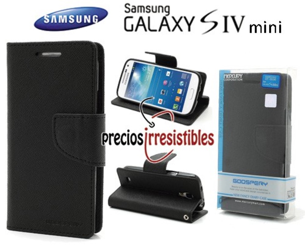 Funda Samsung Galaxy S4 mini I9190 Mercury Goospery Tapa Libro Negra