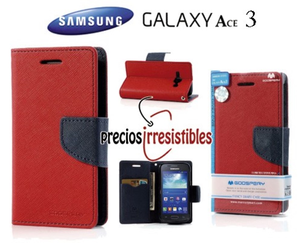 Funda Samsung Galaxy Ace 3 S7270 Mercury Goospery Tapa Libro Roja