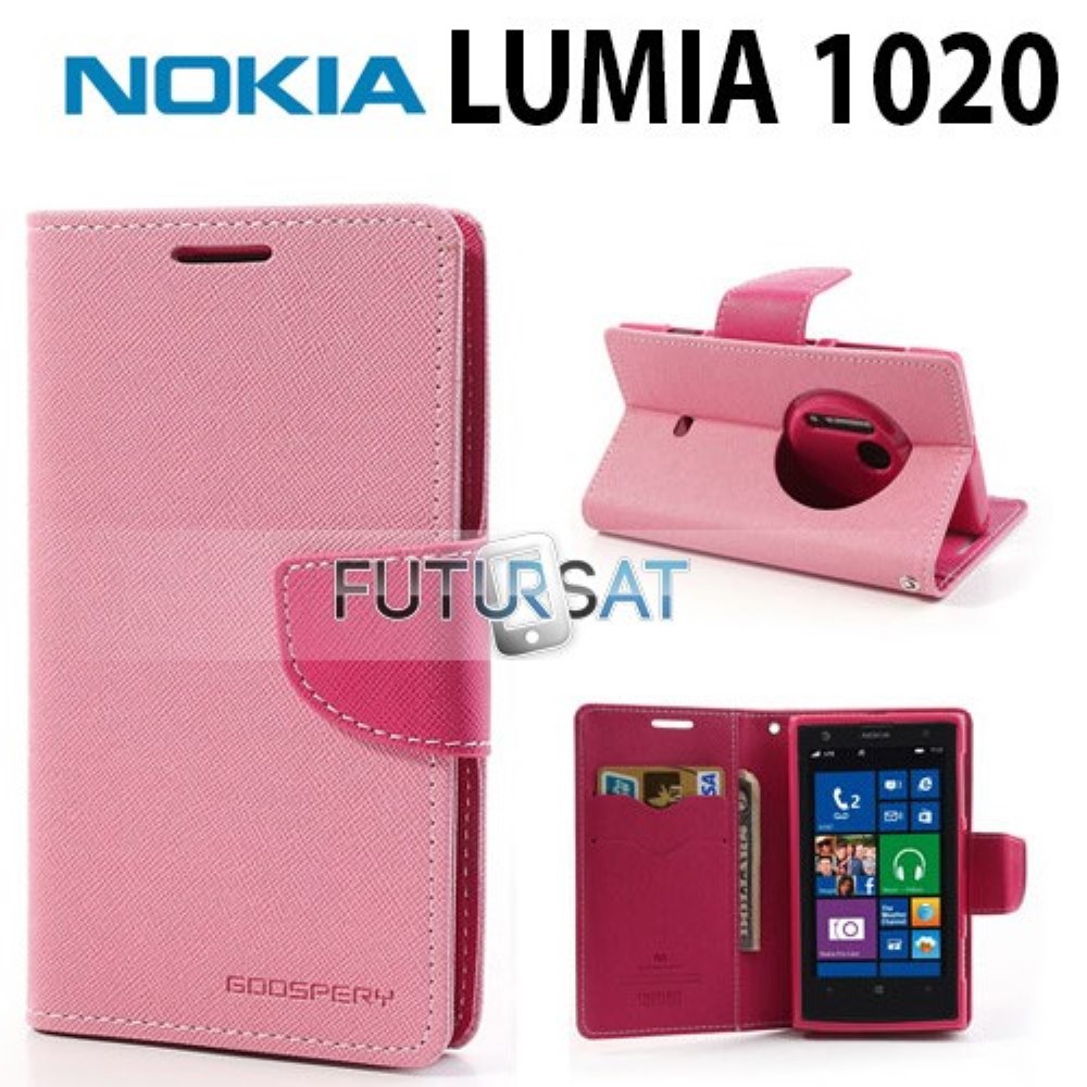 Funda Nokia Lumia 1020 Piel Tapa Libro Mercury Goospery Rosa