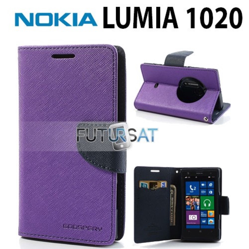 Funda Nokia Lumia 1020 Piel Tapa Libro Mercury Goospery Morado