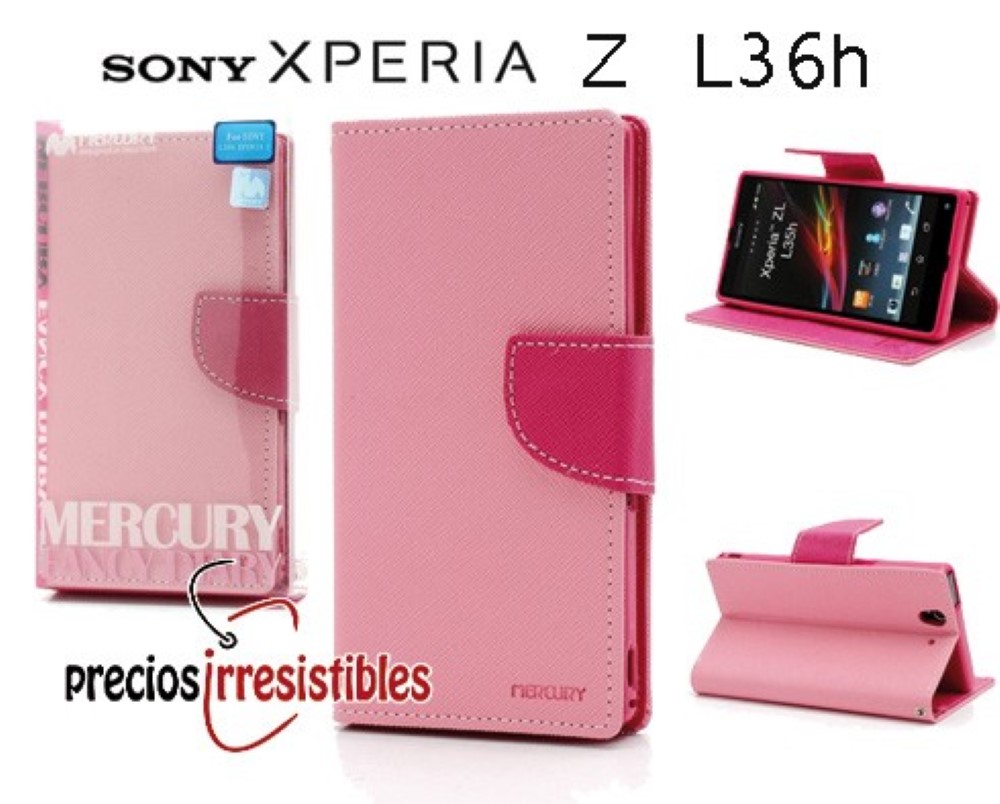 Funda Sony Xperia Z L36h Piel Tapa Libro Mercury Goospery Rosa