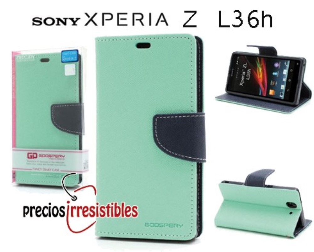 Funda Sony Xperia Z L36h Piel Tapa Libro Mercury Goospery Verde