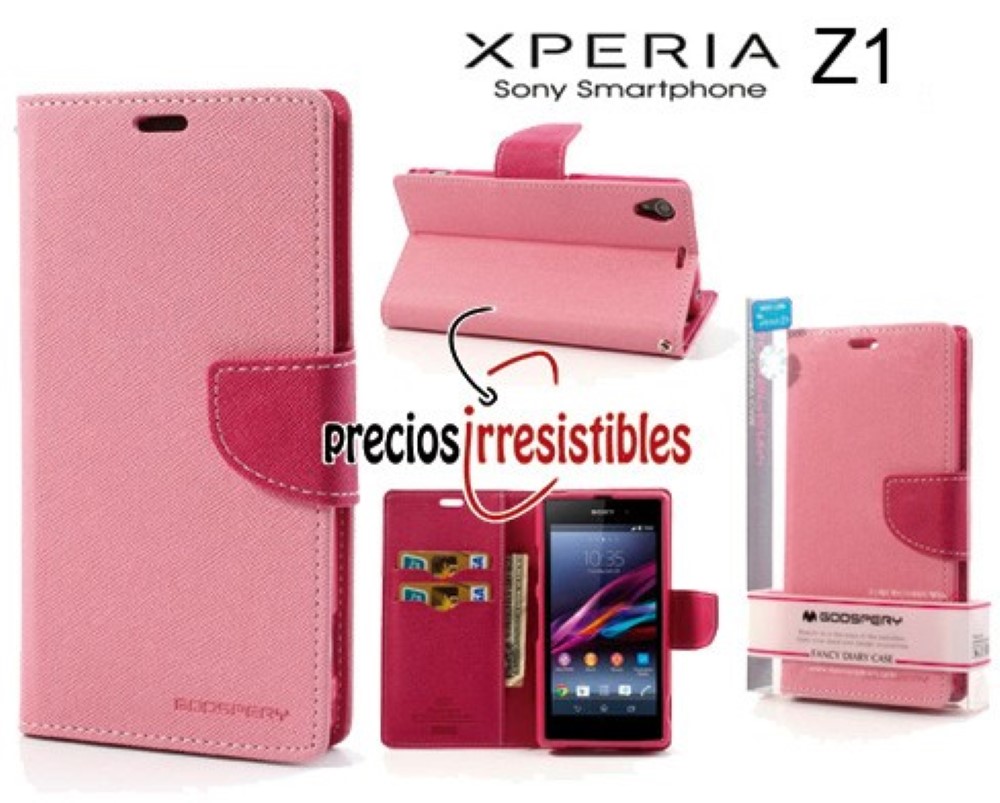 Funda Sony Xperia Z1 L39h Piel Tapa Libro Mercury Goospery Rosa