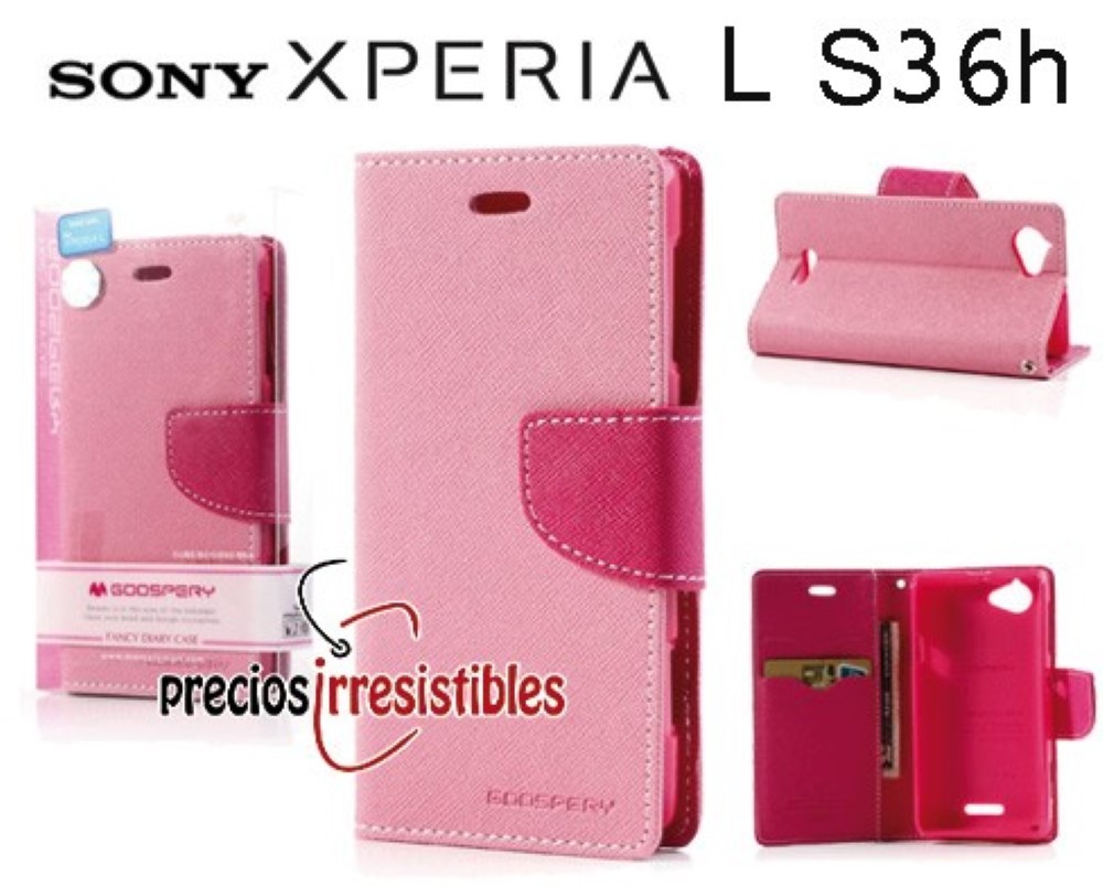 Funda Sony Xperia L S36h Piel Tapa Libro Mercury Goospery Rosa