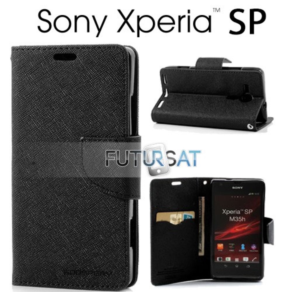 Funda Sony Xperia SP M35h Piel Tapa Libro Mercury Goospery Negra