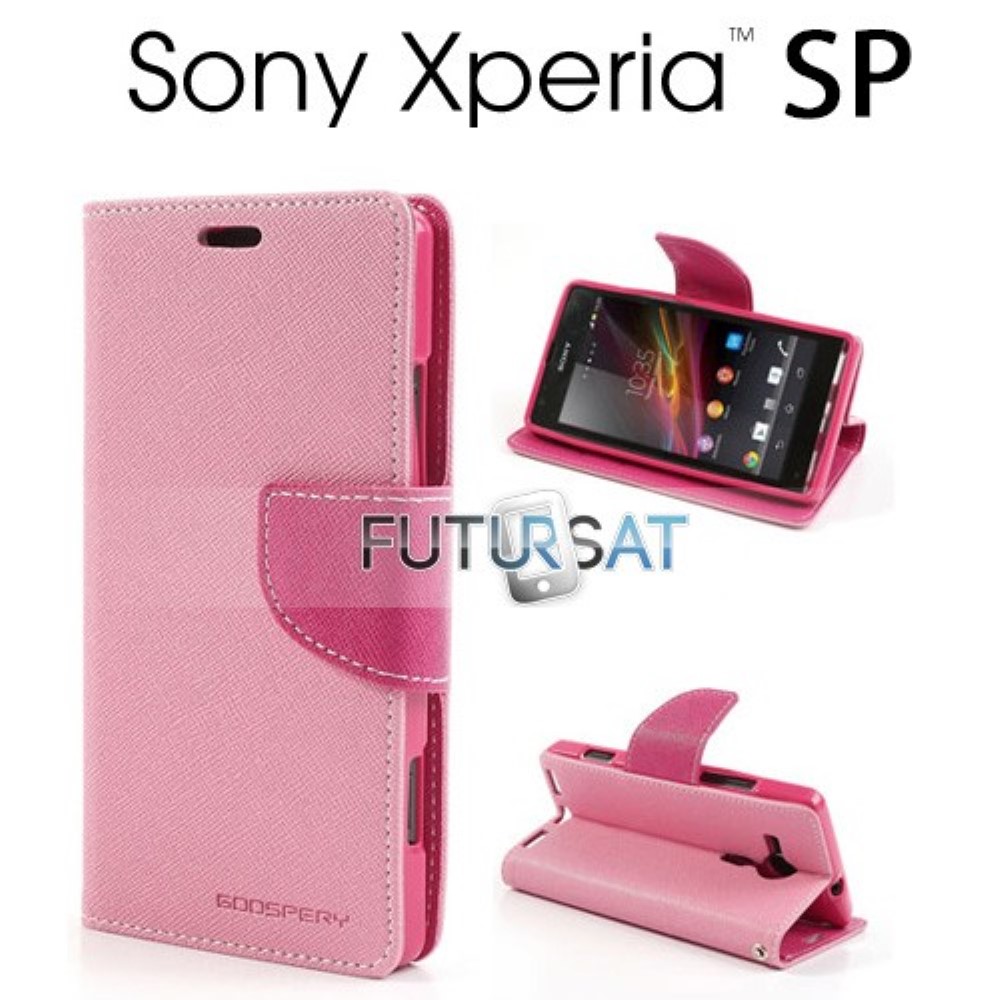 Funda Sony Xperia SP M35h Piel Tapa Libro Mercury Goospery Rosa
