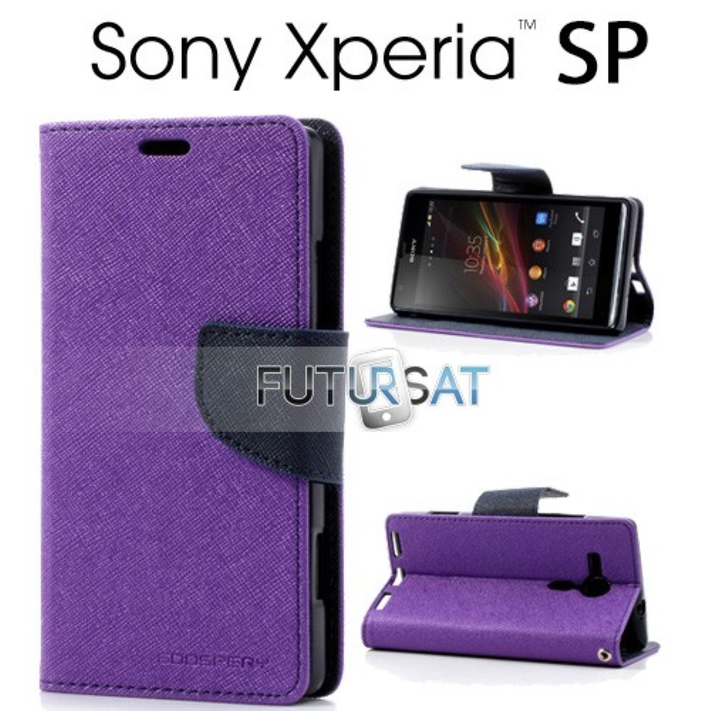 Funda Sony Xperia SP M35h Piel Tapa Libro Mercury Goospery Morada