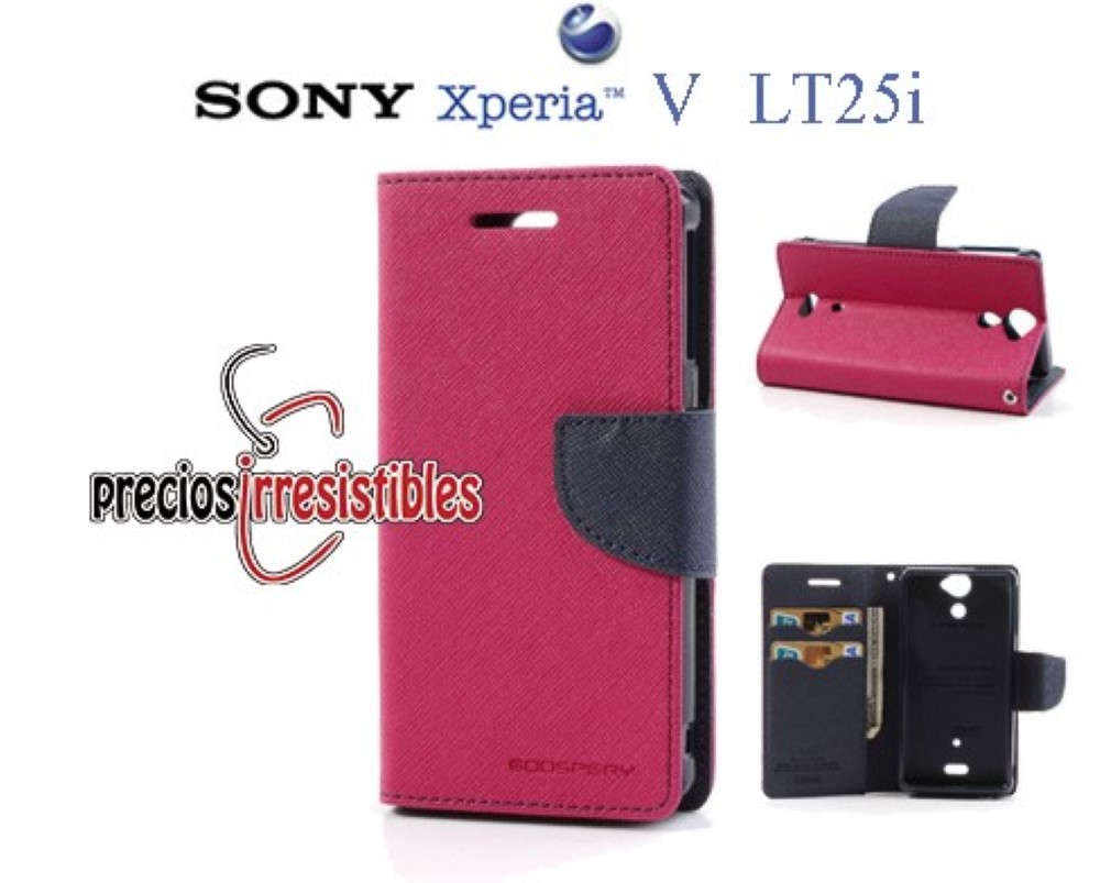 Funda Sony Xperia V Lt25i Piel Tapa Libro Mercury Goospery Fucsia