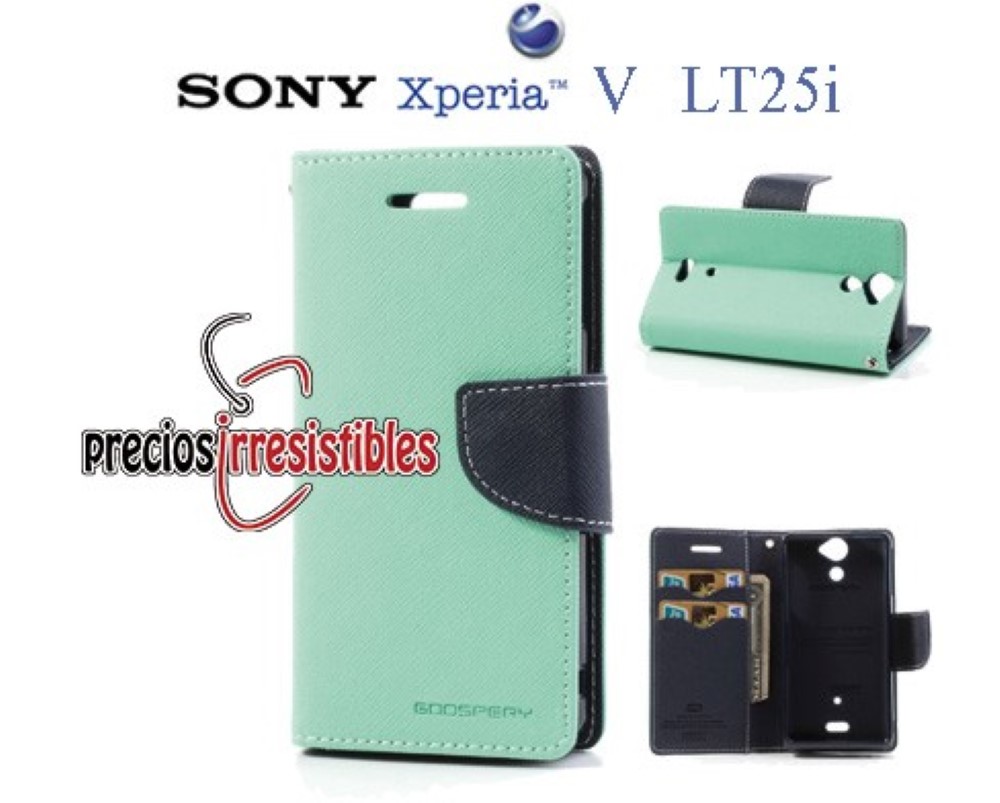 Funda Sony Xperia V Lt25i Piel Tapa Libro Mercury Goospery Verde