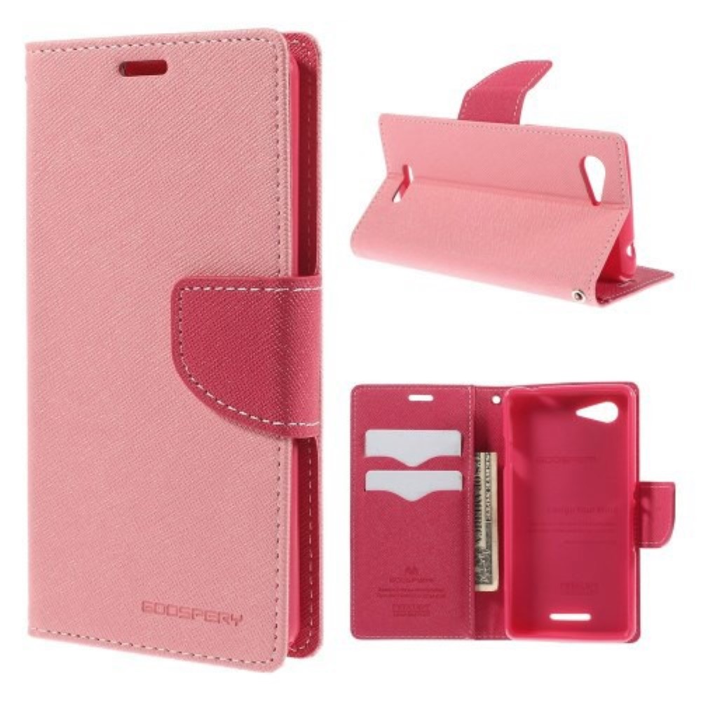 Funda Sony Xperia E1 D2004 Piel Tapa Libro Mercury Goospery Rosa