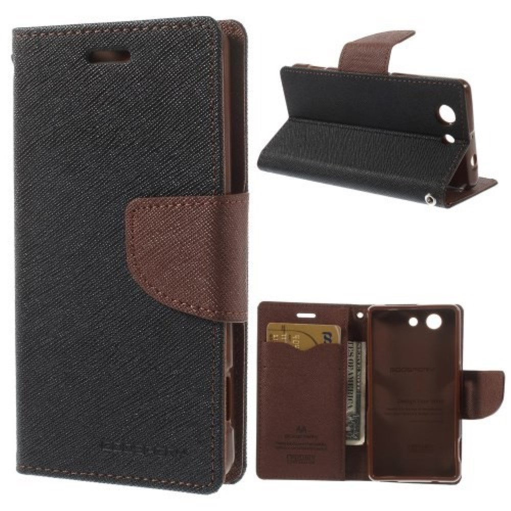 Funda Sony Xperia Z3 Compact Mini D5803 Piel Tapa Libro Goospery Negra