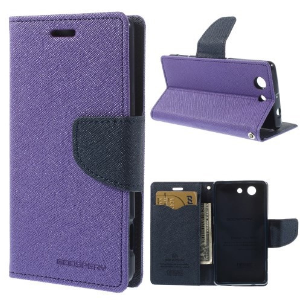 Funda Sony Xperia Z3 Compact Mini D5803 Piel Tapa Libro Goospery Morada