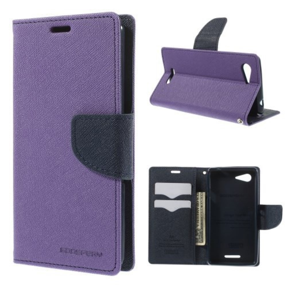 Funda Sony Xperia E3 D2203 Piel Tapa Libro Mercury Goospery Morada