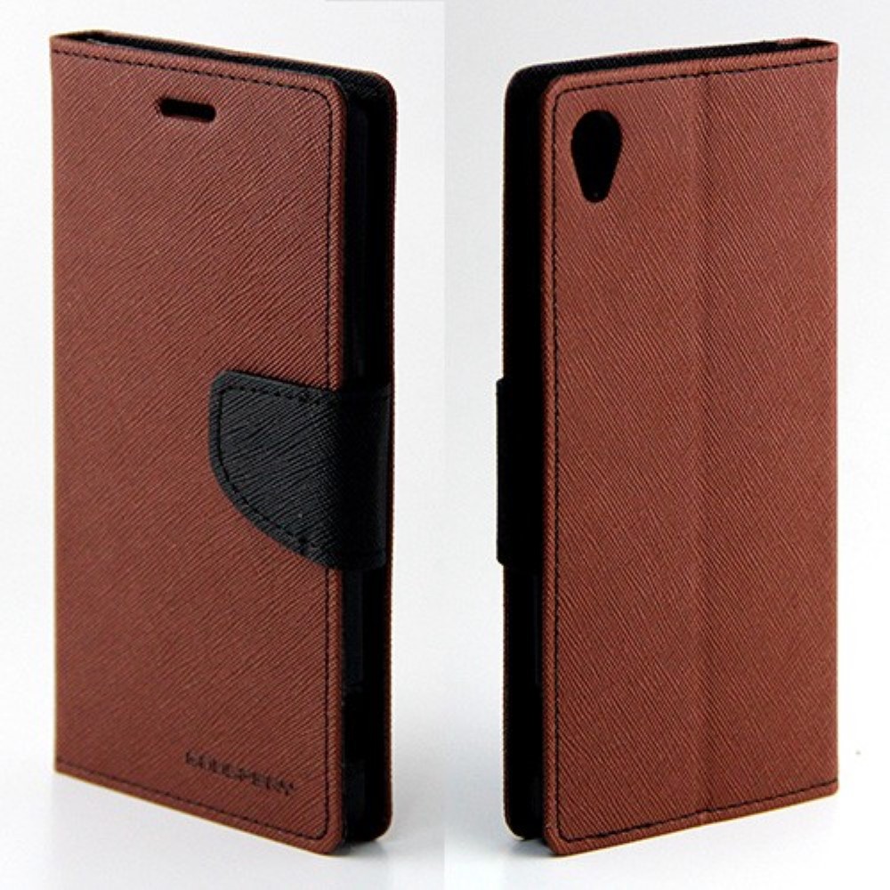 Funda Sony Xperia Z3 D6653 Piel Tapa Libro Goospery Marron Negra