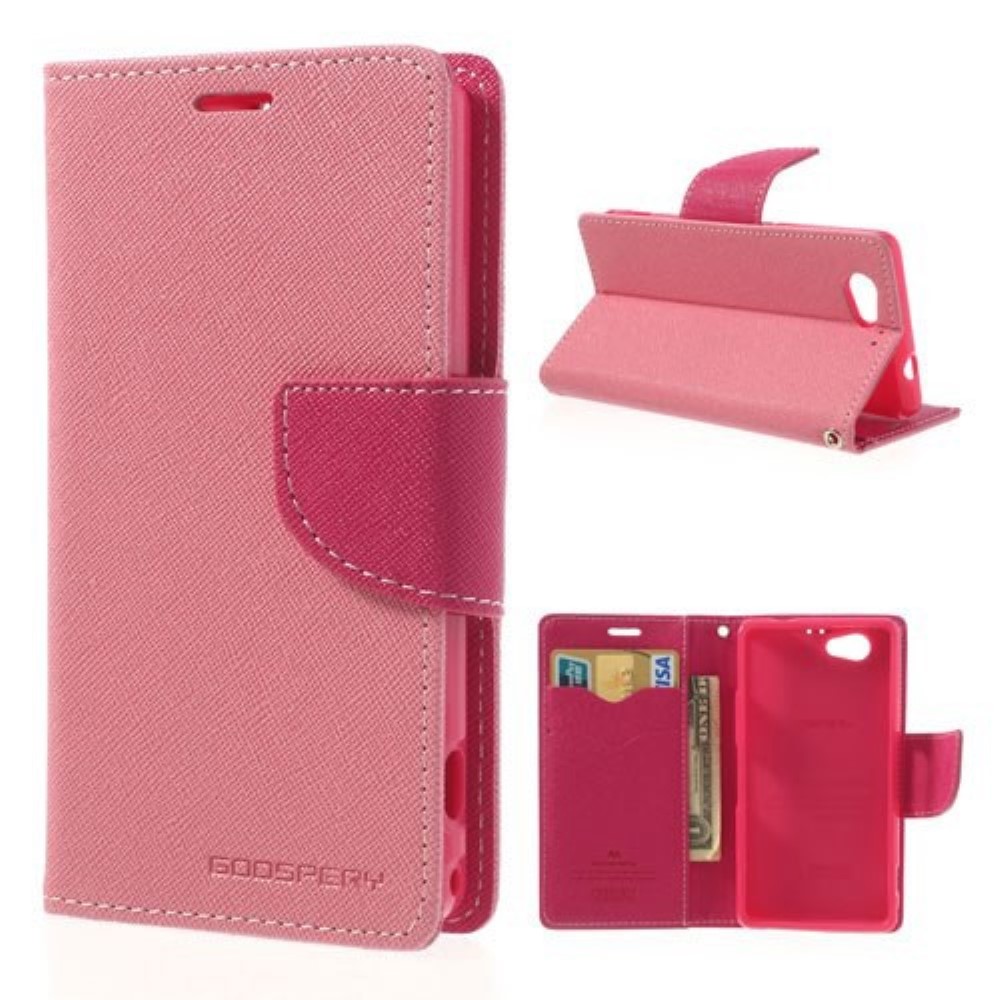 Funda Sony Xperia Z1 Mini D5503 Piel Tapa Libro Mercury Goospery Rosa