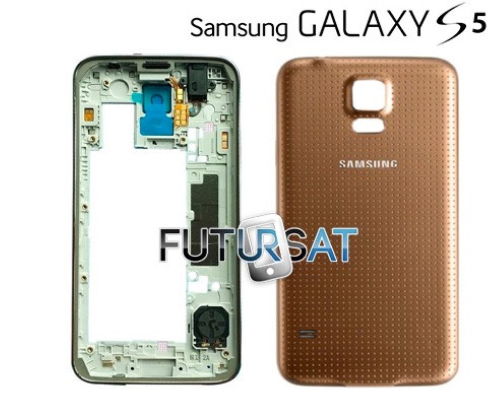 Chasis Samsung Galaxy S5 I9600 G900 Marco Trasero con Tapa Dorado