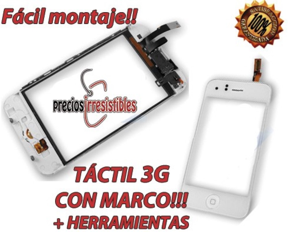 Pantalla iPhone 3G Digitalizador Cristal Tactil con Marco Blanco
