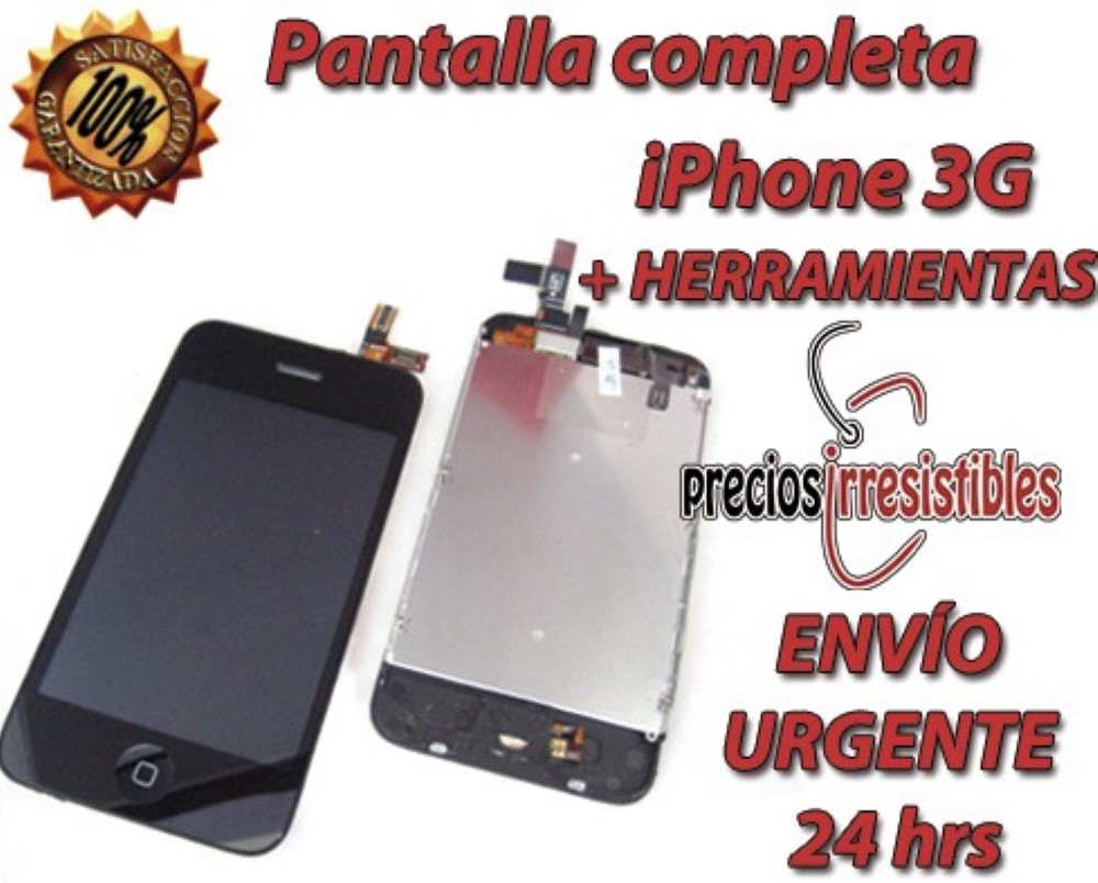 Pantalla iPhone 3G Completa LCD y cristal  Tactil negra - Calidad PREMIUM -