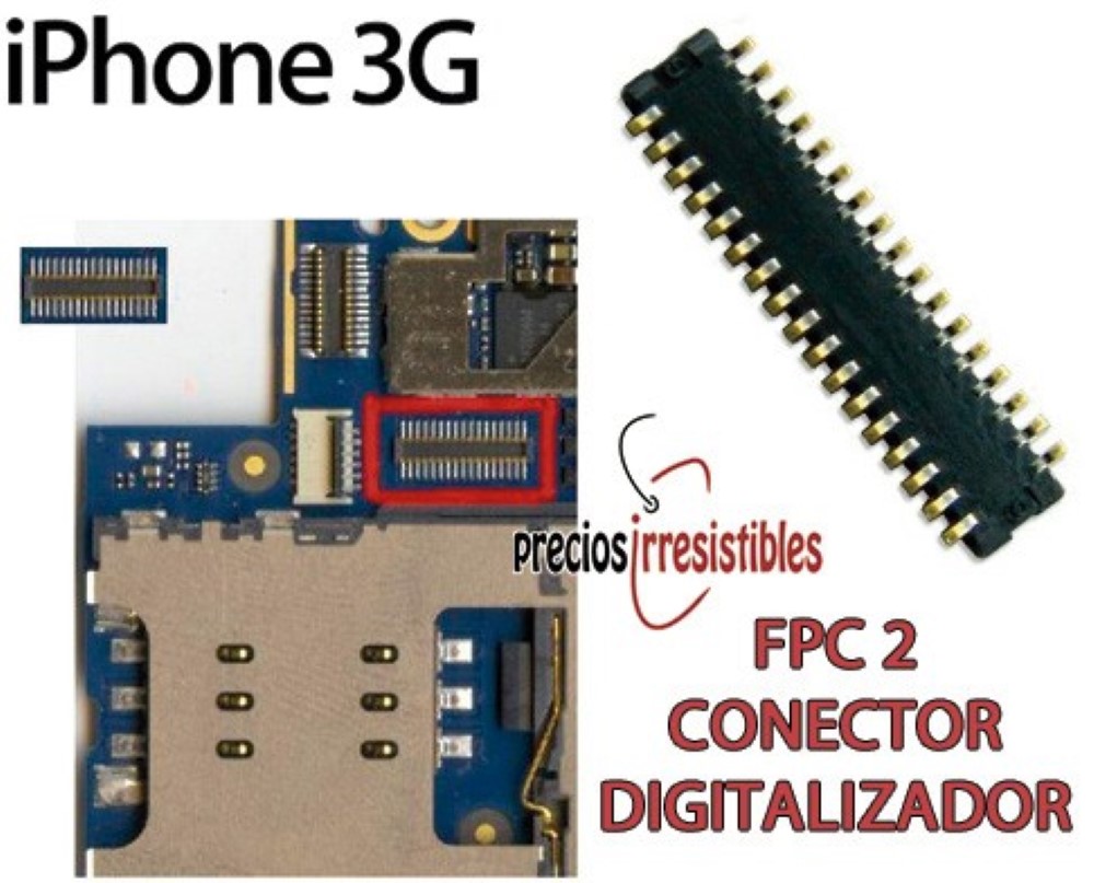 Conector iPhone 3G FPC Digitalizador Crisal Tactil