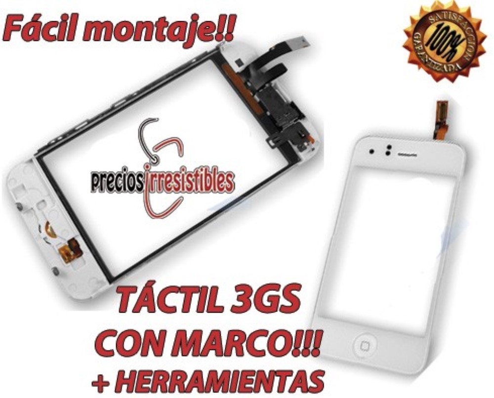 Pantalla iPhone 3GS Digitalizador Cristal Tactil con Marco Blanco