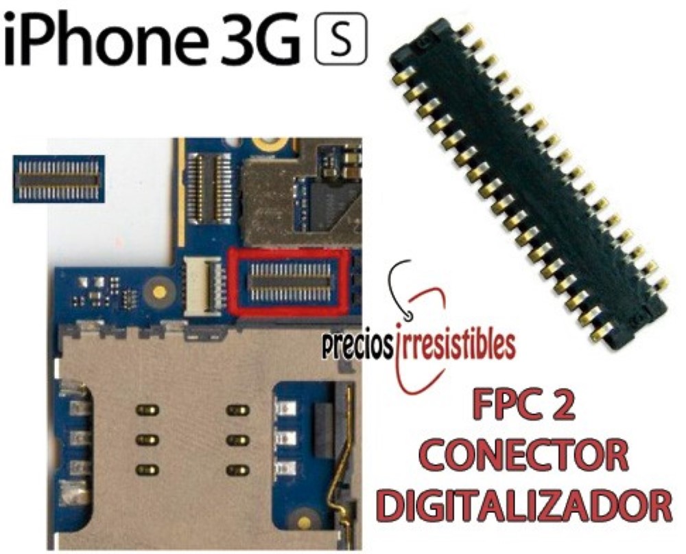 Conector iPhone 3GS FPC Digitalizador Tactil