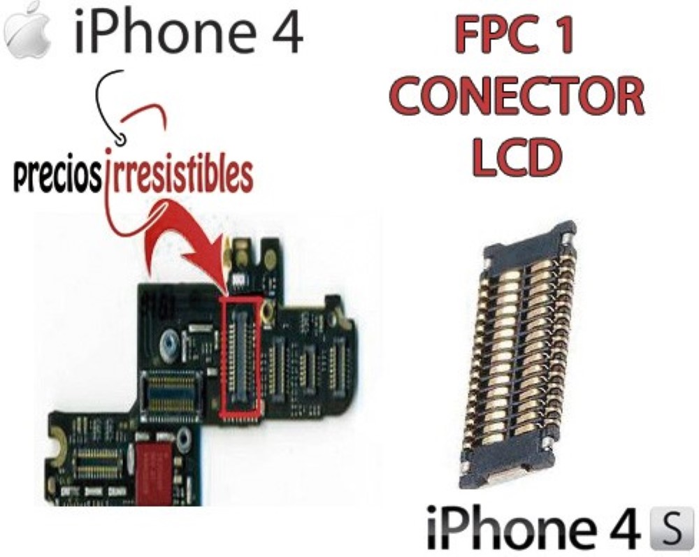Conector iPhone 4G 4S FPC Pantalla LCD