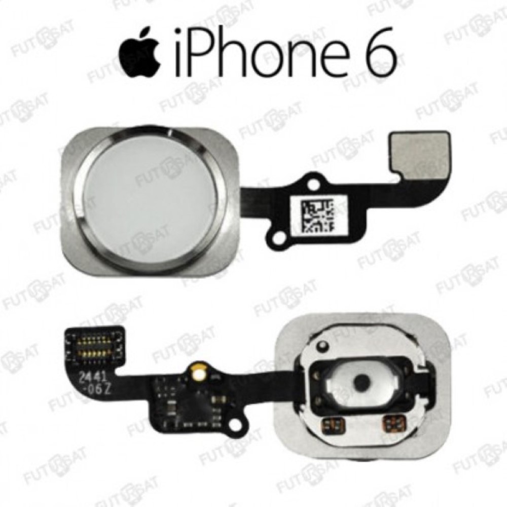 Flex iPhone 6 Boton Home Inicio con Embellecedor Blanco Plata