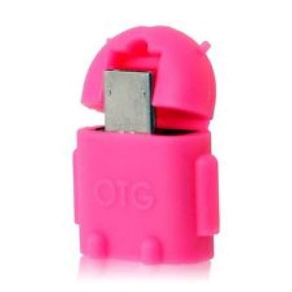 Adaptador OTG a micro USB Muñeco Android Rosa