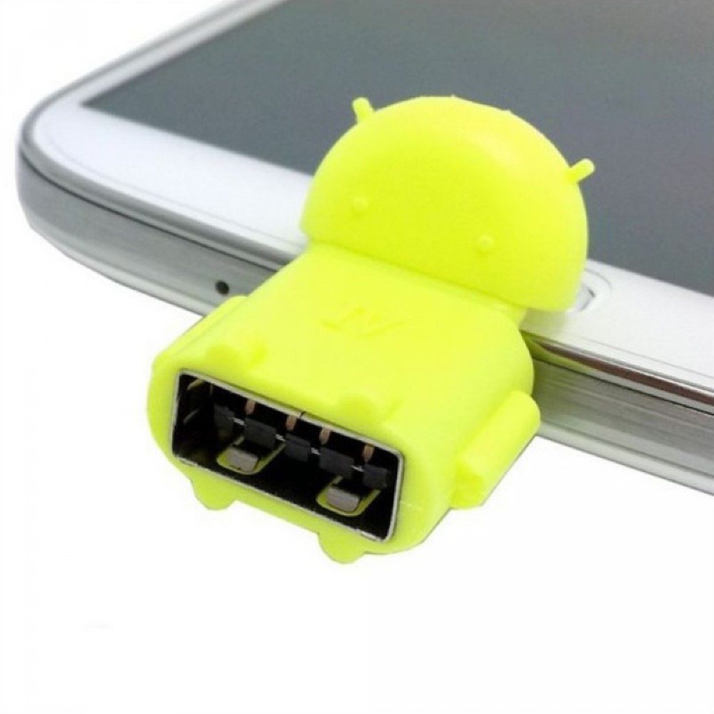 Adaptador OTG a micro USB Muñeco Android Amarillo