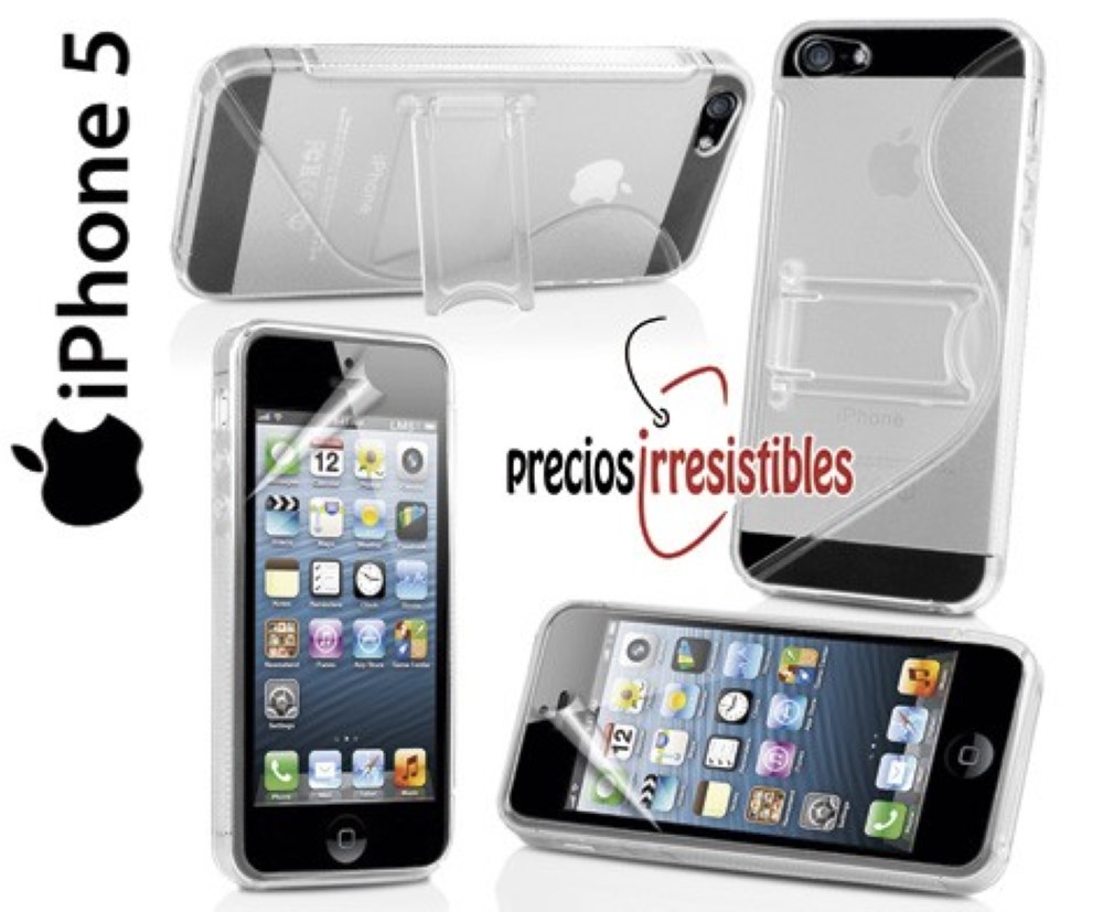 Funda iPhone 5 5S Gel con Soporte Gris