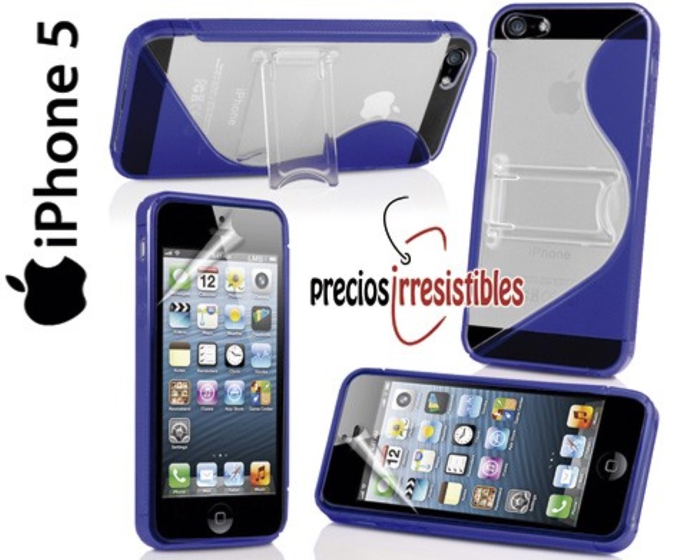 Funda iPhone 5 5S Gel con Soporte Azul