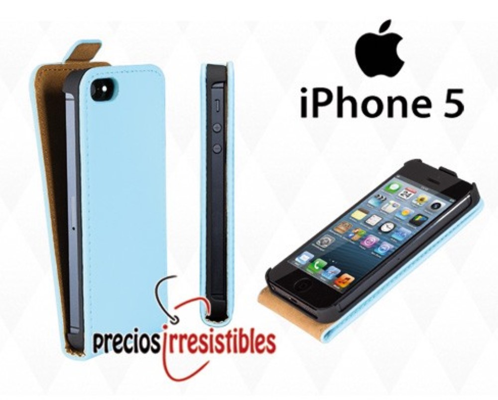 Funda iPhone 5 5S Piel Tapa Lisa Azul