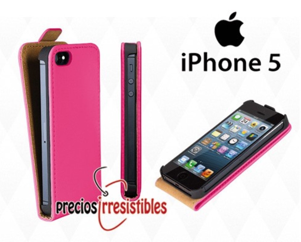 Funda iPhone 5 5S Piel Tapa Lisa Rosa