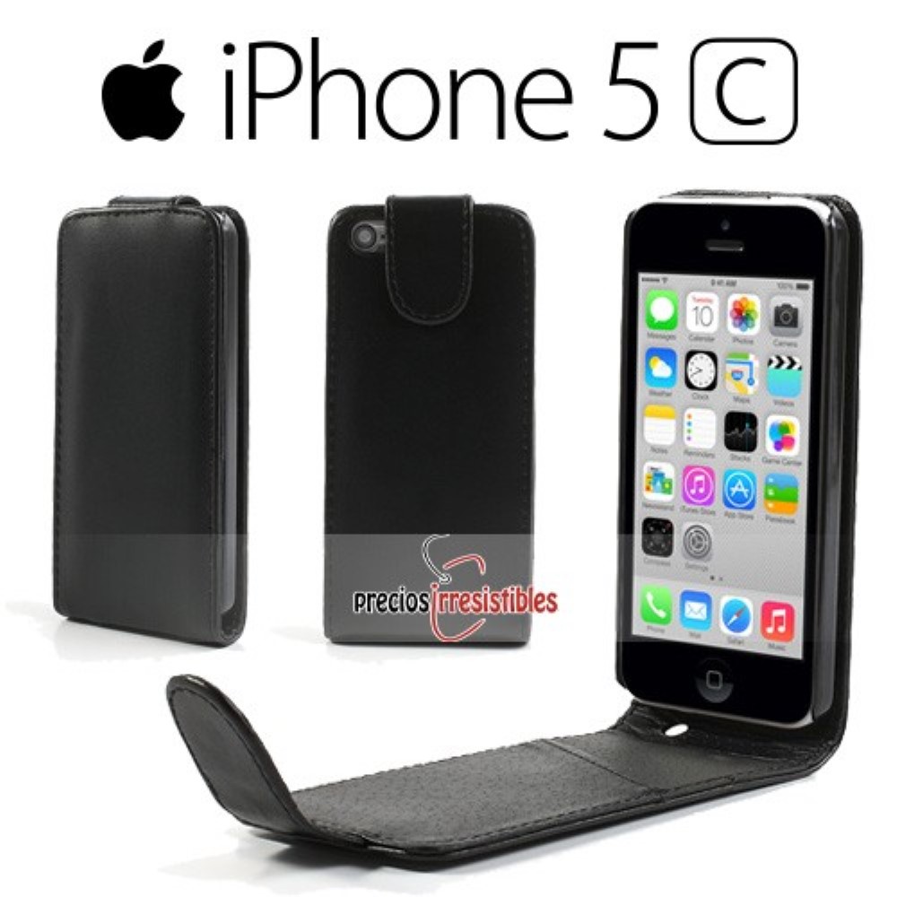 Funda iPhone 5C Piel Tapa Lisa Negra