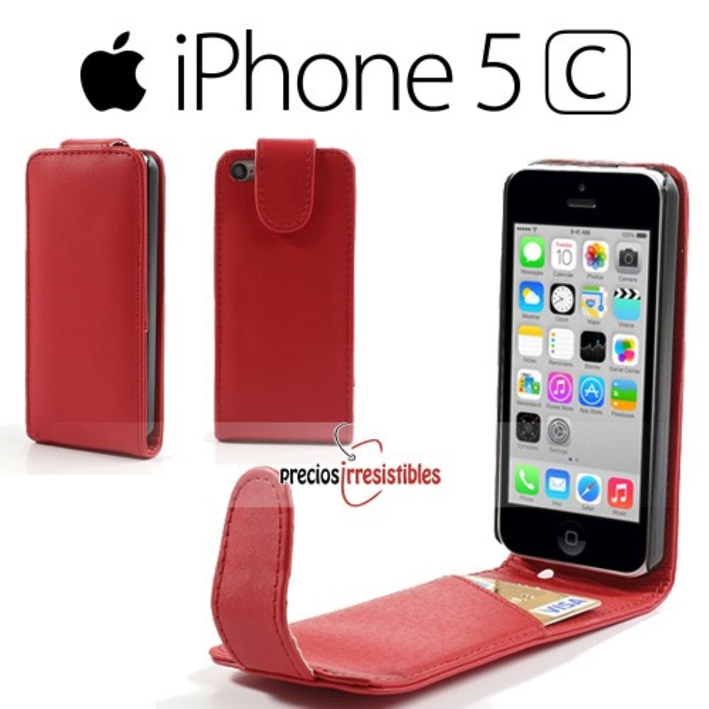 Funda iPhone 5C Piel Tapa Lisa Roja