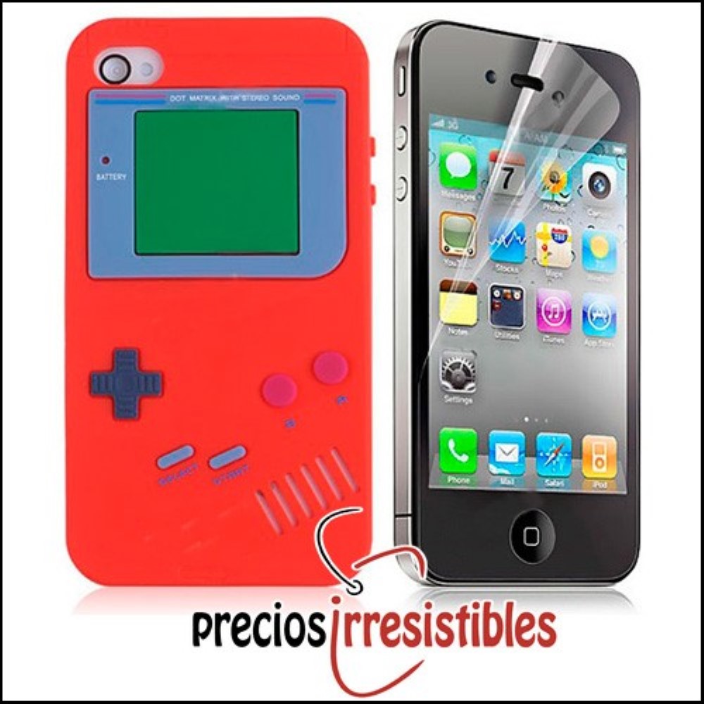 Funda iPhone 4G Silicona Gameboy Roja