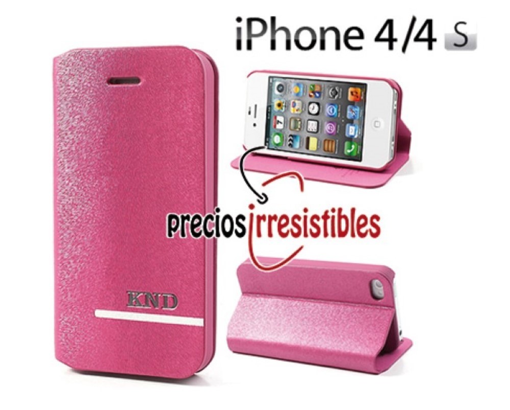 Funda iPhone 4G Piel Tapa Libro KND Rosa