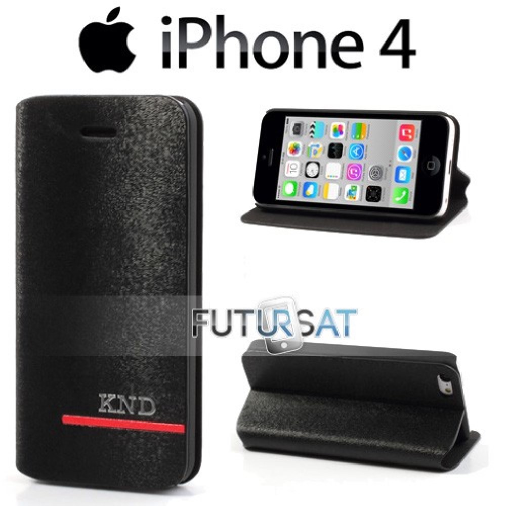 Funda iPhone 4G Piel Tapa Libro KND Negra