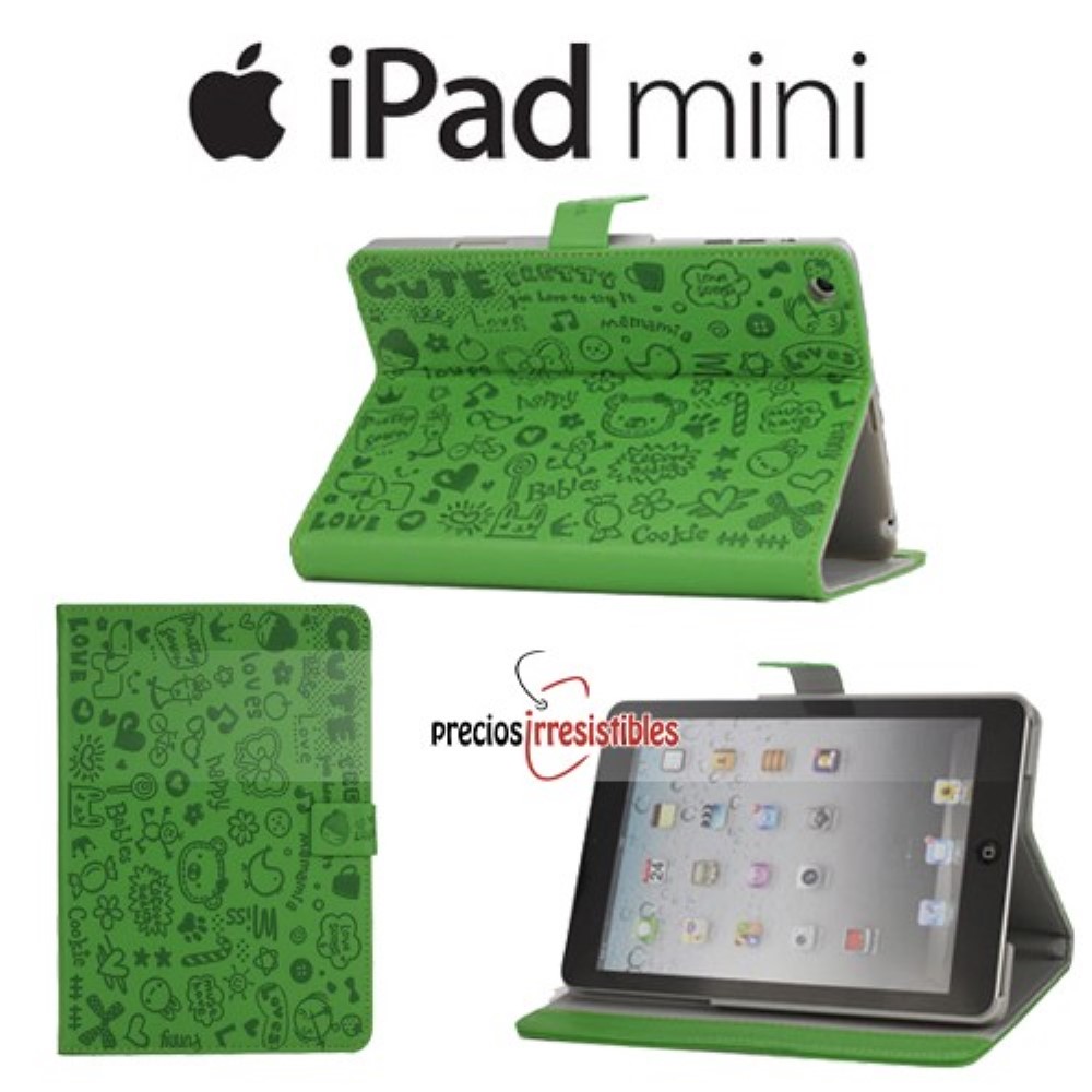 Funda iPad Mini / Mini 2 / Mini 3 Piel Cartoon Verde