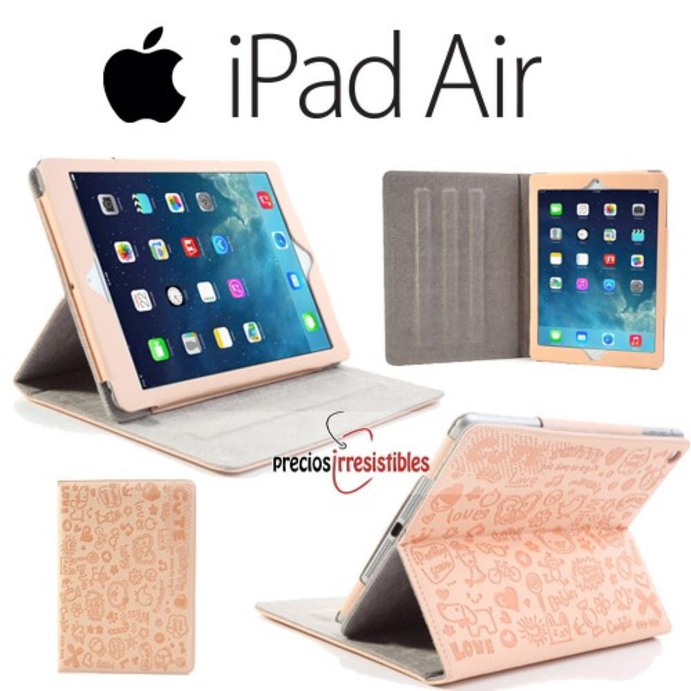 Funda iPad Air Piel Cartoon Rosa