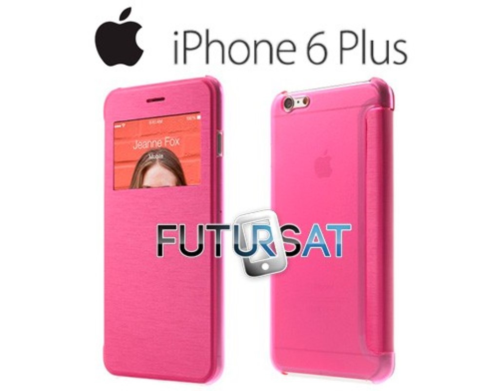 Funda iPhone 6 Plus Piel Tapa Libro Ventana Rosa