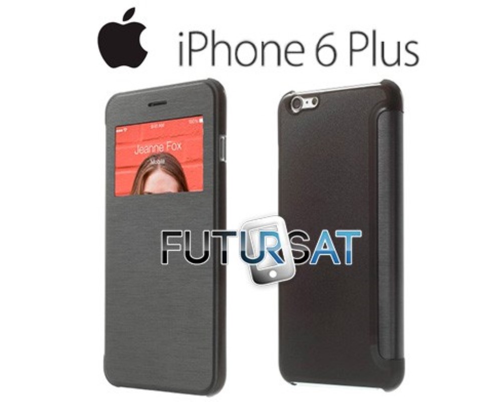 Funda iPhone 6 Plus Piel Tapa Libro Ventana Negra